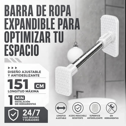 ¡Barra De Ropa Expandible Acero Inoxidable!